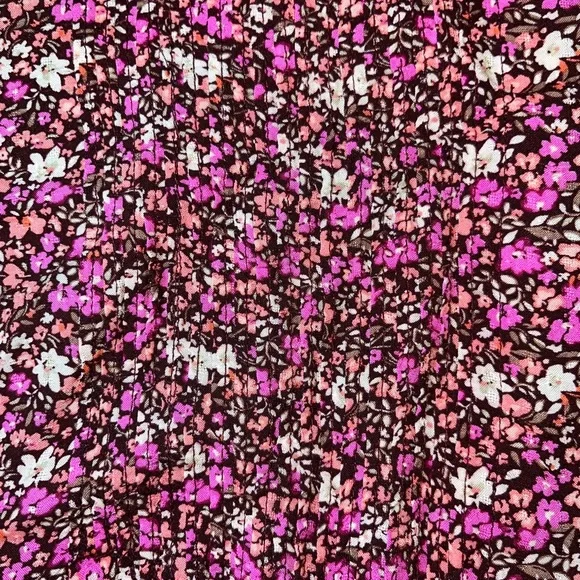 Lucky Brand Pink Brown Beige Floral Long Sleeve Button Blouse Shirt Small NWT - Picture 6 of 7